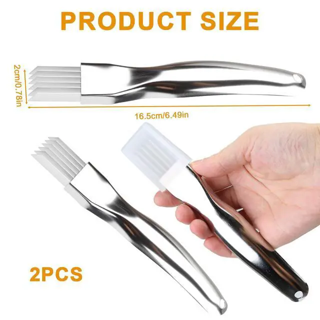 Alt view image 2 of 6 - 2PCS Stainless Steel Shred Silk Knife, Green Onion Slicer Cutter, Multi-Blade Kitchen Shredder Knife Vegetable Cutter for Shredded Cabbage, Scallion Cutter, Vegetable Onion