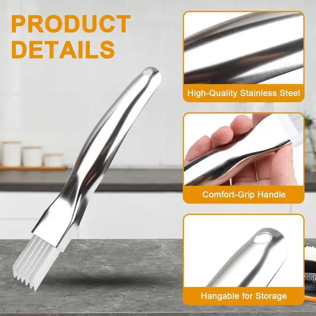 Alt view image 3 of 6 - 2PCS Stainless Steel Shred Silk Knife, Green Onion Slicer Cutter, Multi-Blade Kitchen Shredder Knife Vegetable Cutter for Shredded Cabbage, Scallion Cutter, Vegetable Onion