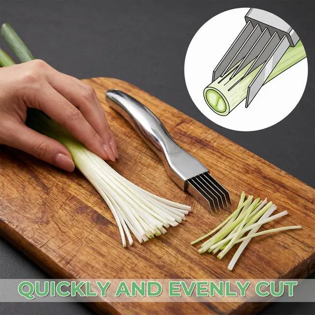 Alt view image 3 of 7 - 3 Pack Shred Silk The Knife Green Onion Slicer Kitchen Cutter for Kitchen | Stainless Steel, Multi-Blade, Professional Vegetable Chopper, Scallion Shredder Tool, Chopper Green Onion Knife, Garlic