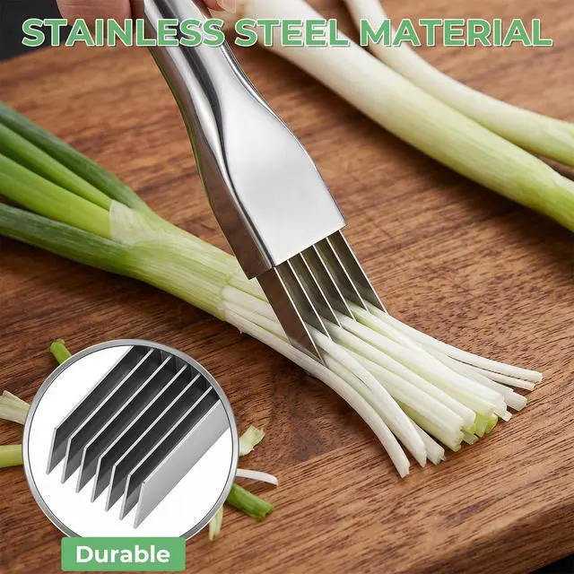 Alt view image 7 of 7 - 3 Pack Shred Silk The Knife Green Onion Slicer Kitchen Cutter for Kitchen | Stainless Steel, Multi-Blade, Professional Vegetable Chopper, Scallion Shredder Tool, Chopper Green Onion Knife, Garlic