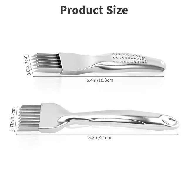 Alt view image 2 of 7 - 2 Pcs Shred Silk The Knife,Green Onion Slicer Cutter Shredder,Blooming Onion Cutter Kit,Slicer Thin for Vegetables Garlic,Household Multifunctional Food Gadget
