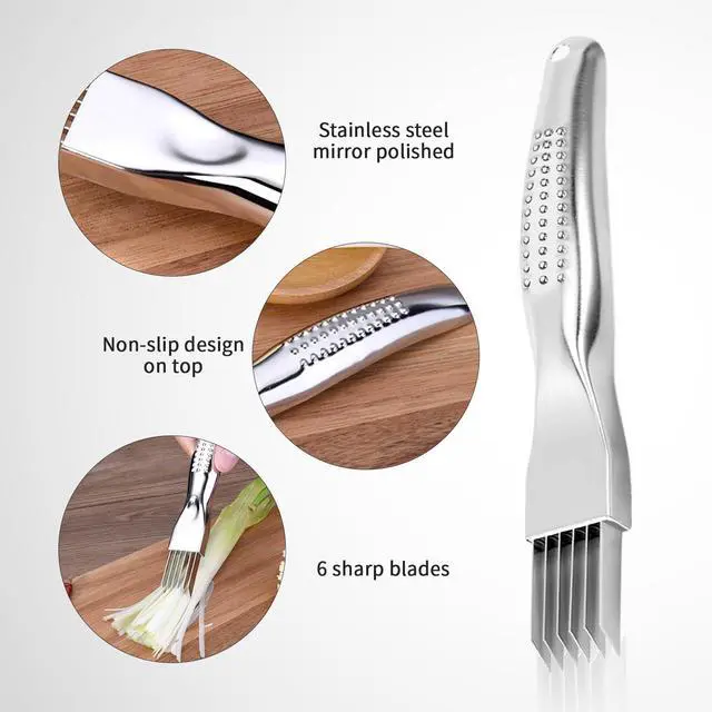 Alt view image 4 of 7 - 2 Pcs Shred Silk The Knife,Green Onion Slicer Cutter Shredder,Blooming Onion Cutter Kit,Slicer Thin for Vegetables Garlic,Household Multifunctional Food Gadget