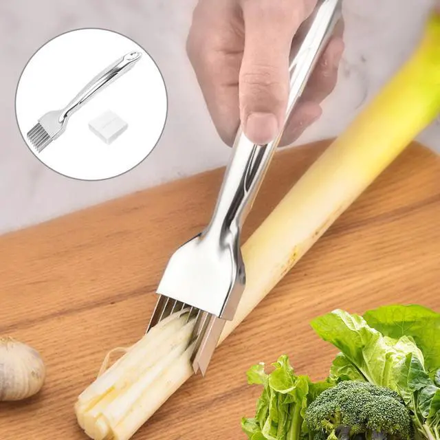 Alt view image 6 of 7 - 2 Pcs Shred Silk The Knife,Green Onion Slicer Cutter Shredder,Blooming Onion Cutter Kit,Slicer Thin for Vegetables Garlic,Household Multifunctional Food Gadget