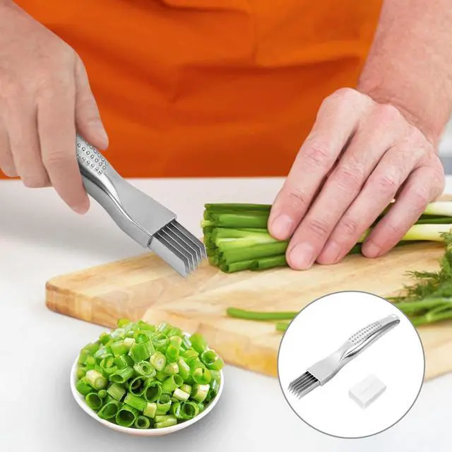 Alt view image 7 of 7 - 2 Pcs Shred Silk The Knife,Green Onion Slicer Cutter Shredder,Blooming Onion Cutter Kit,Slicer Thin for Vegetables Garlic,Household Multifunctional Food Gadget