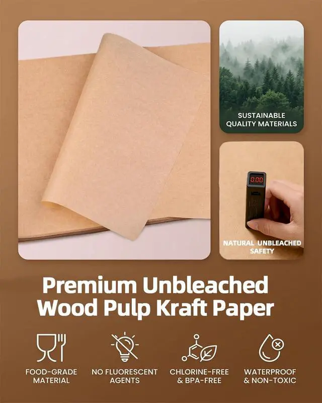 Alt view image 2 of 7 - Pre Cut Parchment Paper Sheets for Baking, 100 Pcs 12"x 16" Parchment Paper Sheets, No-Stick & No-Leak Unbleached Baking Paper, Butcher Paper Sheets for Oven, Air Fryer, Cookies, Bread