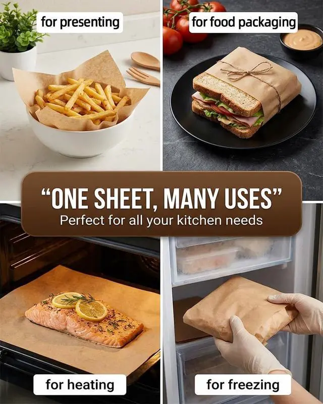 Alt view image 4 of 7 - Pre Cut Parchment Paper Sheets for Baking, 100 Pcs 12"x 16" Parchment Paper Sheets, No-Stick & No-Leak Unbleached Baking Paper, Butcher Paper Sheets for Oven, Air Fryer, Cookies, Bread