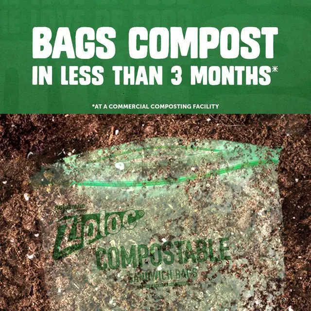 Alt view image 3 of 3 - Compostable Sandwich and Snack Bags for On The Go Freshness, Designed to be Commercially Compostable, 40 Bags