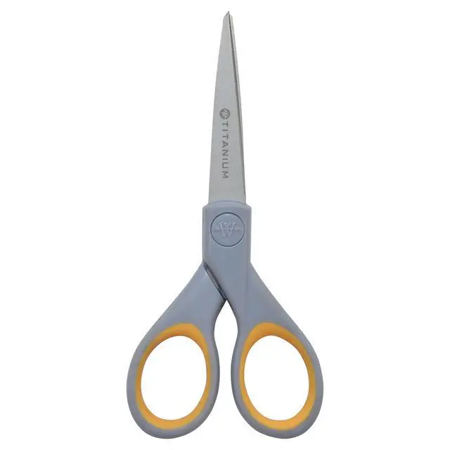 Alt view image 6 of 6 - 13525 5-Inch Pointed Titanium-Bonded Crafting Scissors with Soft Handles, Gray/Yellow