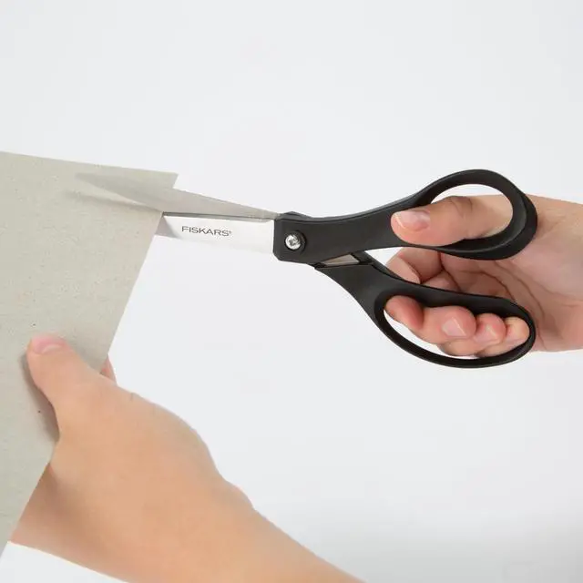 Alt view image 2 of 7 - 8" Everyday Recycled Stainless Steel Scissors, Home & Office, Gray | Ergonomic Handles, Great for Cutting Paper, Cardboard, Photos and More