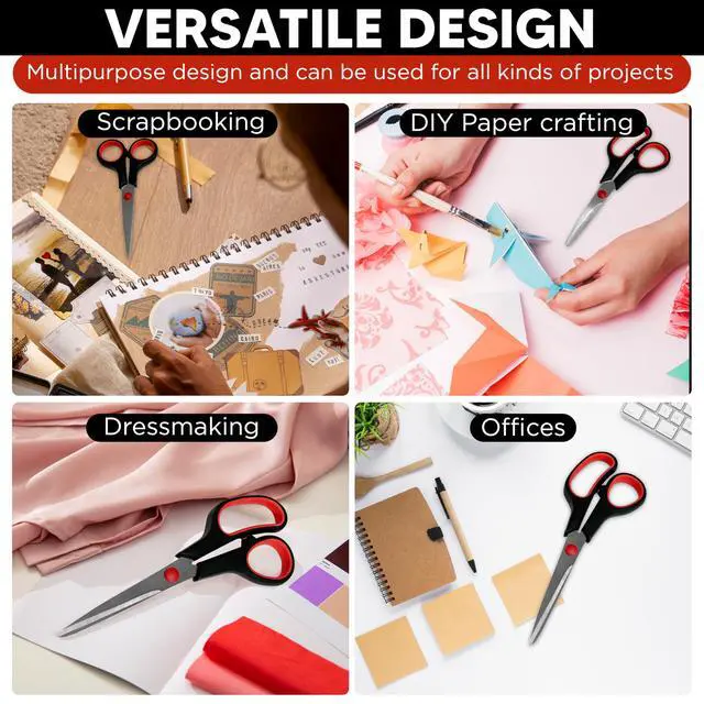 Alt view image 3 of 7 - 3-pack All Purpose Scissors 3 Sizes Ultra Sharp SS Blades Comfort Non-Slip Ergonomic Handle Great as Office Gifts, Home, Kitchen Shears, School, Sewing Fabrics, Crafts, And Multipurpose