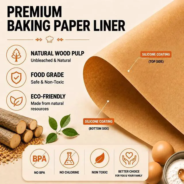 Alt view image 2 of 7 - 120-Count 9x13 Inch Parchment Paper Sheets, Precut Non-Stick Unbleached Baking Paper, Quarter Sheet Size for Toaster Oven, Air Fryer, Cookies, Cakes and Bread