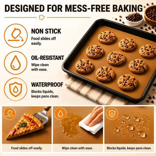 Alt view image 3 of 7 - 120-Count 9x13 Inch Parchment Paper Sheets, Precut Non-Stick Unbleached Baking Paper, Quarter Sheet Size for Toaster Oven, Air Fryer, Cookies, Cakes and Bread