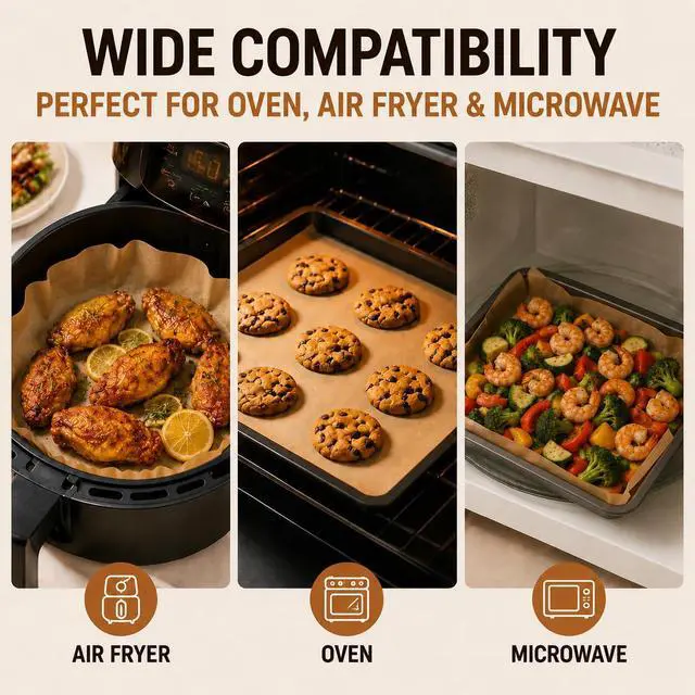 Alt view image 7 of 7 - 120-Count 9x13 Inch Parchment Paper Sheets, Precut Non-Stick Unbleached Baking Paper, Quarter Sheet Size for Toaster Oven, Air Fryer, Cookies, Cakes and Bread