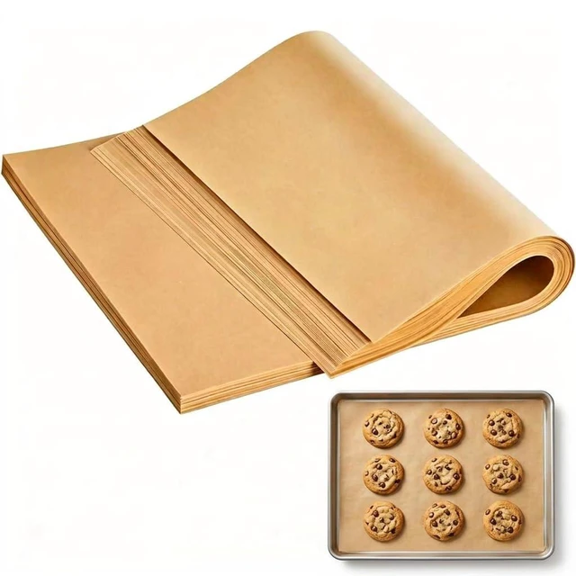 Main image of Parchment Paper 100 Sheets Precut 9.8x13.8in Unbleached Non-Stick Baking