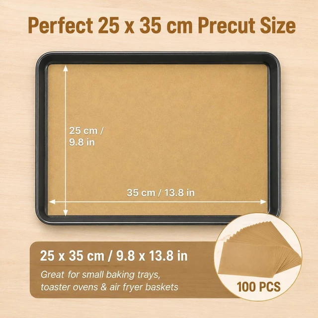 Alt view image 2 of 7 - Parchment Paper 100 Sheets Precut 9.8x13.8in Unbleached Non-Stick Baking | 100 precut sheets 9.8x13.8in, unbleached food-safe paper, surface, heat-resistant to 450°F, perfect for oven & air fryer