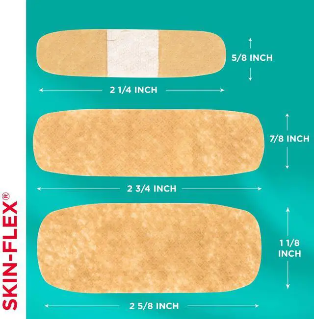 Alt view image 5 of 7 - Brand Skin-Flex Adhesive Bandages, Assorted Sizes, 60 Count | Flexible Protection, Sterile Wound Care for Minor Cuts, Scrapes & Burns, First Aid Kit Essential, For Fingers, Hands & Knees