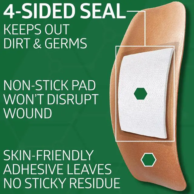 Alt view image 5 of 6 - Flex-Fabric Adhesive Bandages, XLarge 2 x 4 Inch, 50 Count, | Woven Fabric Stretch, Breathable, Seals on All Four Sides, Absorbent Pad, Long-Lasting Protection