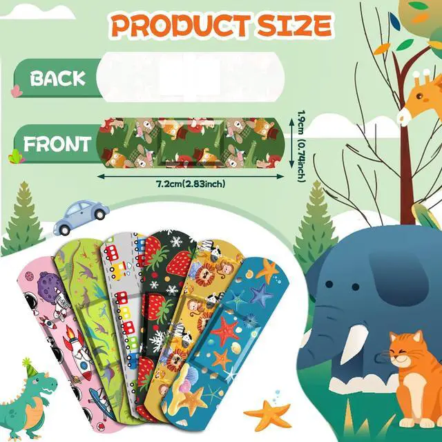 Alt view image 2 of 7 - 300 Pack Kids Cartoon Bandages,30 Styles 6 Themes Adhesive Bandages Kids | Colorful Bandage Flexible & Waterproof Adhesive for Minor Cuts and Scrapes