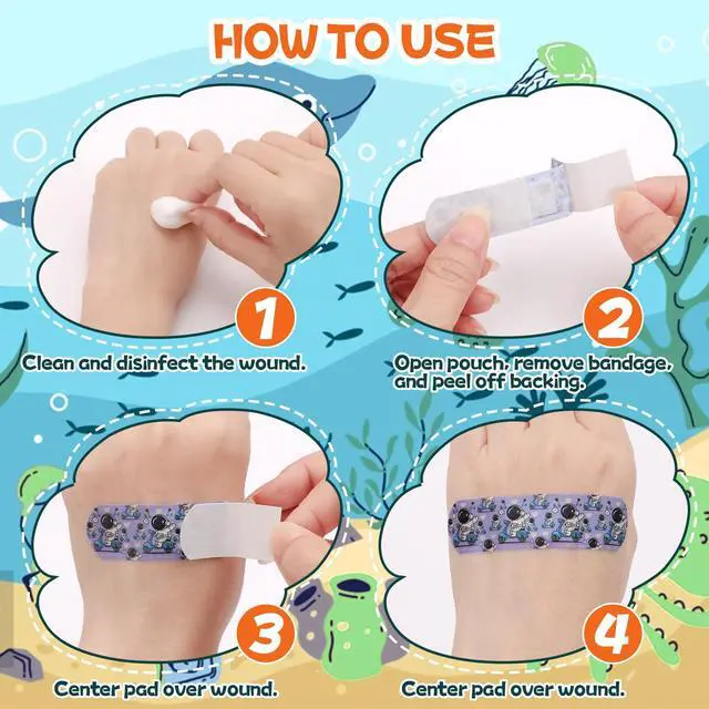 Alt view image 4 of 7 - 300 Pack Kids Cartoon Bandages,30 Styles 6 Themes Adhesive Bandages Kids | Colorful Bandage Flexible & Waterproof Adhesive for Minor Cuts and Scrapes