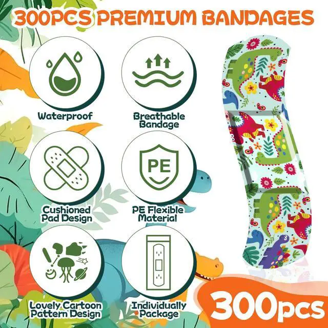 Alt view image 5 of 7 - 300 Pack Kids Cartoon Bandages,30 Styles 6 Themes Adhesive Bandages Kids | Colorful Bandage Flexible & Waterproof Adhesive for Minor Cuts and Scrapes