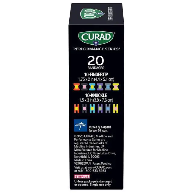 Alt view image 3 of 7 - Performance Series Fingertip and Knuckle Antibacterial Bandages, Extreme Hold Adhesive Technology, Fabric Bandages, 20 Count
