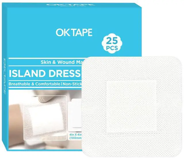 Main image of Bordered Gauze Island Dressing 4"x4" 25 ct Wrapped Gauze Pads | Non-Woven Sterile Wound Dressing with Highly Absorbent Pad,Soft and Breathable Bandages for Wounds, First Aid