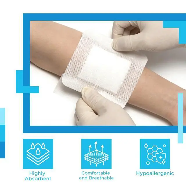 Alt view image 4 of 7 - Bordered Gauze Island Dressing 4"x4" 25 ct Wrapped Gauze Pads | Non-Woven Sterile Wound Dressing with Highly Absorbent Pad,Soft and Breathable Bandages for Wounds, First Aid
