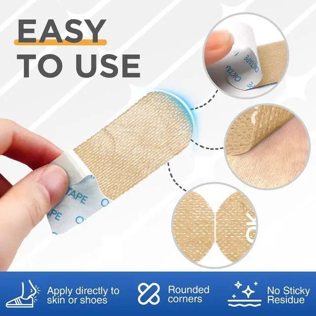 Alt view image 3 of 6 - Blister Prevention Tape, 40 Pcs, Moleskin for Blisters, Shoes | No-Residue Blister Bandages for Feet & Body, Heel Patches, 1.2in X 3.5in Precut Strips - Beige
