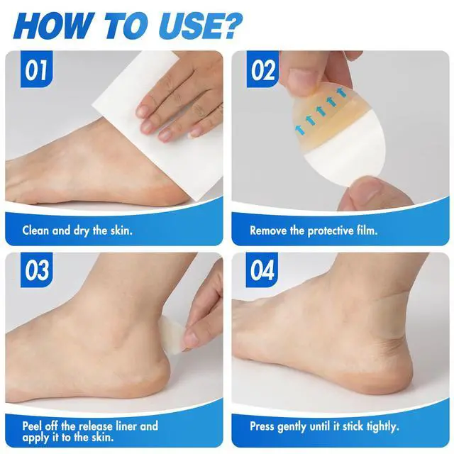 Alt view image 3 of 7 - Hydrocolloid Bandages, Gel Blister Bandages for Feet 50Pcs 4 Shape | Waterproof Blister Pads Blister Cushions for Prevention & Recovery for Heel Foot Toe Protection