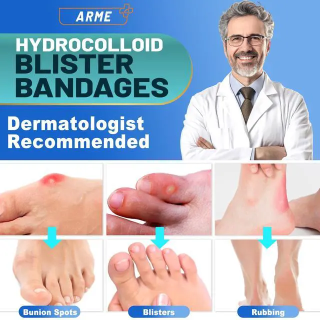 Alt view image 5 of 7 - Hydrocolloid Bandages, Gel Blister Bandages for Feet 50Pcs 4 Shape | Waterproof Blister Pads Blister Cushions for Prevention & Recovery for Heel Foot Toe Protection
