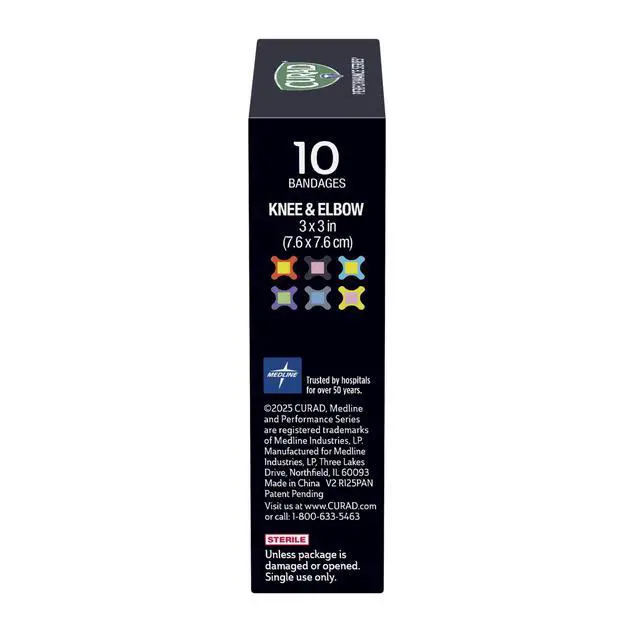 Alt view image 3 of 7 - Performance Series Antibacterial Bandages, Elbows and Knees, 3" x 3", 10 Count