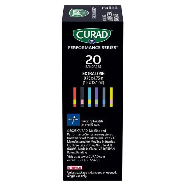 Alt view image 3 of 7 - Performance Series Antibacterial Bandages, Extreme Hold Adhesive Technology, Extra Long Flexible Fabric Bandages for Cuts, Scrapes, & Burns, Assorted Colors, 0.75 x 4.75 inches