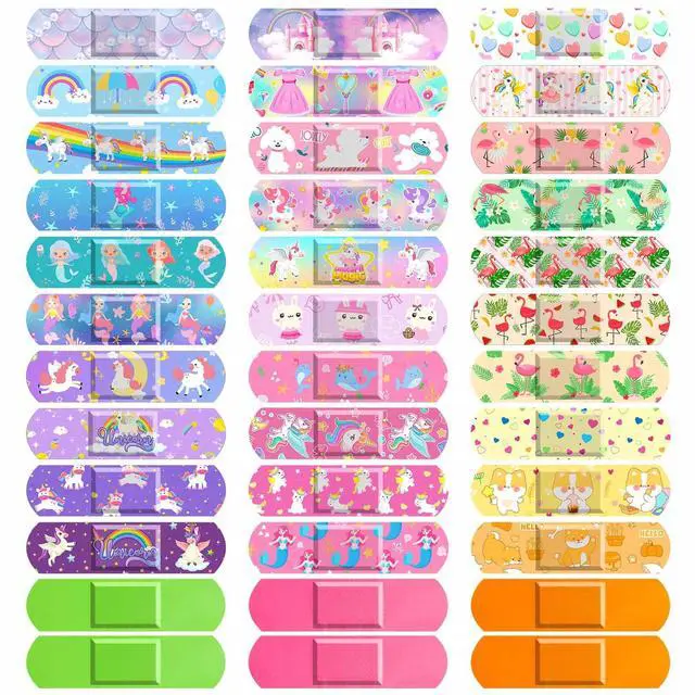 Main image of 33 Styles Kids Cartoon Bandages 300 Pcs Adhesive Flexible Unicorn Bandages Cartoon Bandages Variety Pack Waterproof Protect Scrapes and Cuts for Girls Boys Children Toddlers(Cute)