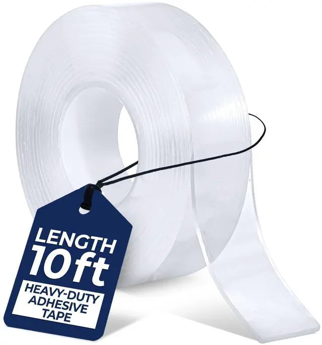 Main image of Double Sided Mounting Tape Roll, Clear Nano Tape, 1"x120" (10 ft) Strong Reusable Adhesive for Wall, Shelves, Picture Hanging, Posters, Décor, Crafts, DIY Projects, Custom Lengths