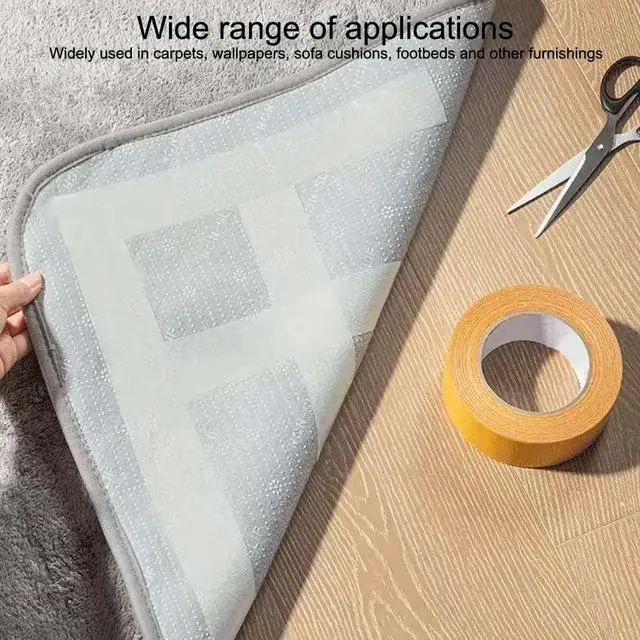 Alt view image 7 of 7 - Double Sided Carpet Tape Heavy Duty,Transparent Cloth Mounting Tape,Residue Free,Rug Tape for Carpet Floor Hardwood Floors tilling and Area Rugs,mats,Posters,Wall Hanging etc (2/5 inch x 66FT)