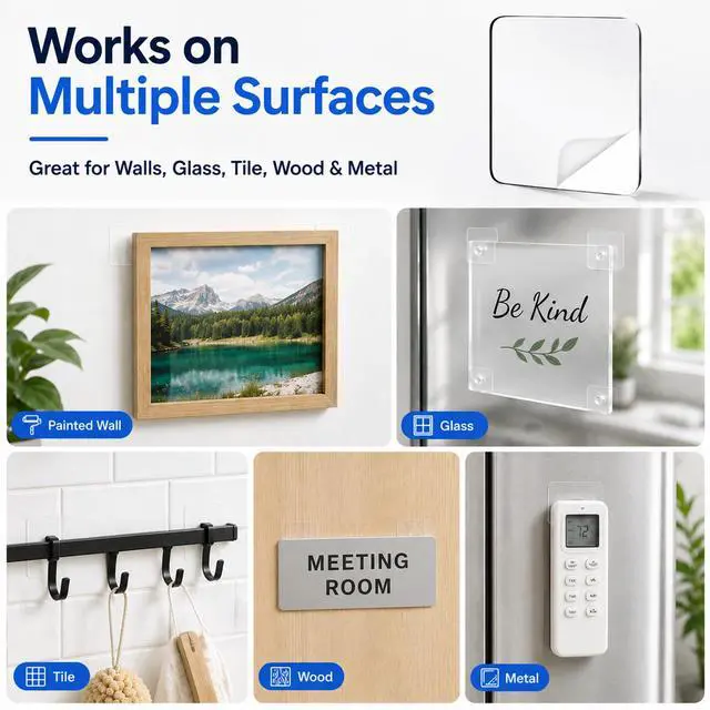 Alt view image 5 of 7 - Heavy Duty Double Sided Tape, Clear Reusable Mounting Tape Picture Hanging Adhesive Tape Removable Wall Tape Adhesive Poster Tape