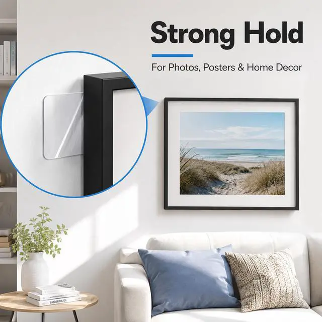 Alt view image 6 of 7 - Heavy Duty Double Sided Tape, Clear Reusable Mounting Tape Picture Hanging Adhesive Tape Removable Wall Tape Adhesive Poster Tape