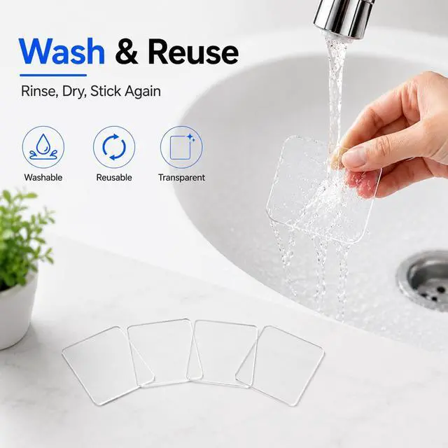 Alt view image 7 of 7 - Heavy Duty Double Sided Tape, Clear Reusable Mounting Tape Picture Hanging Adhesive Tape Removable Wall Tape Adhesive Poster Tape
