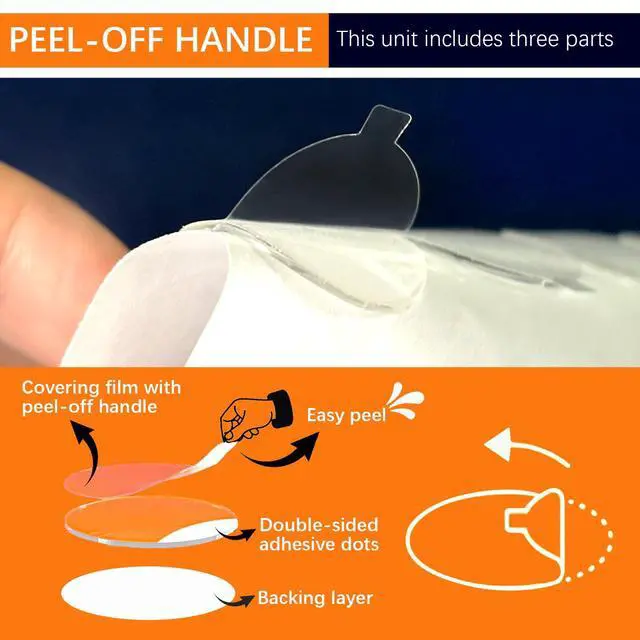 Alt view image 3 of 6 - Sticky Dots Double Sided Adhesive Dots Set with Peel Handle, 3 Types Clear Removable Sticky Putty, Waterproof No Damage Glue Tack for Poster Hanging Balloon Arch Museum Gel Party Decoration (100)