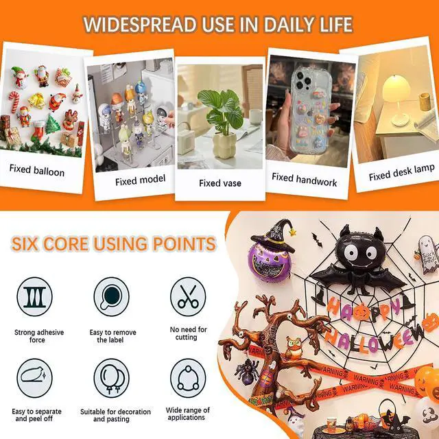 Alt view image 5 of 6 - Sticky Dots Double Sided Adhesive Dots Set with Peel Handle, 3 Types Clear Removable Sticky Putty, Waterproof No Damage Glue Tack for Poster Hanging Balloon Arch Museum Gel Party Decoration (100)