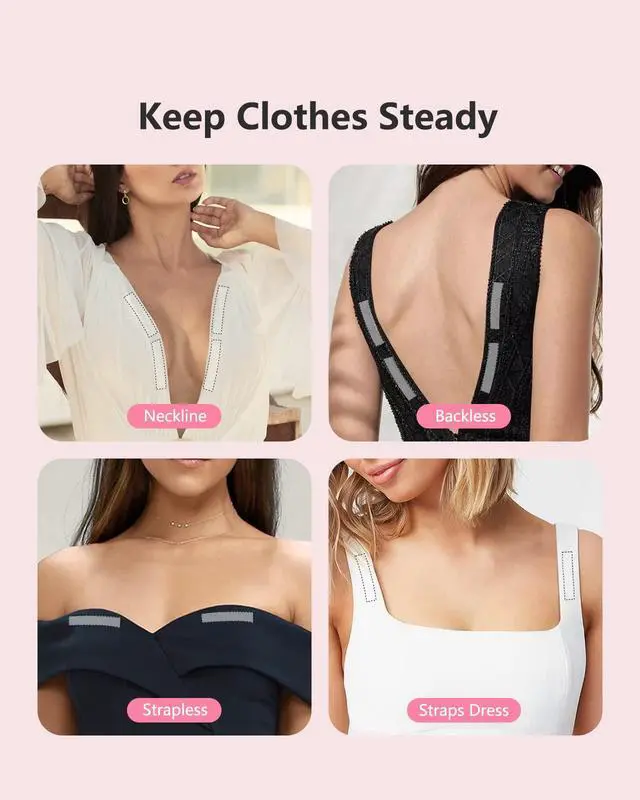 Alt view image 6 of 6 - 50-Strips Double-Sided Tape for Fashion, Invisible Clear Fabric Tape for Clothing & Body with All Day Strength, Hypoallergenic for Sensitive Skin