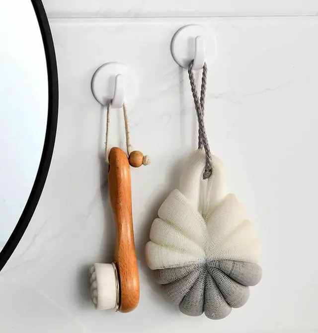 Alt view image 6 of 7 - 6 Pcs Adhesive Plastic Hooks - Small Wall Hooks for Hanging, Drill-Free, Seamless - Kitchen Bathroom - 44 * 44 * 25 mm, White (for 2.5 LB)