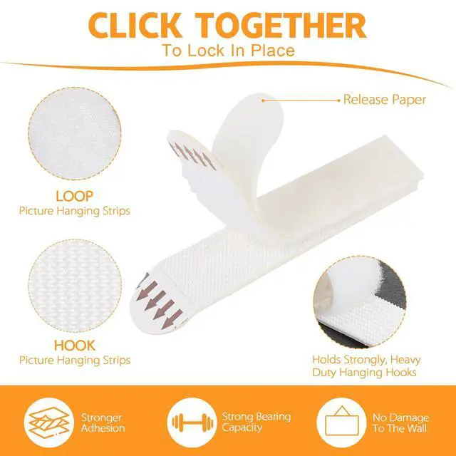 Alt view image 3 of 7 - Picture Hanging Strips Heavy Duty, 24 Pairs(48 Strips) Large Picture Hangers Adhesive Strips, Hang Pictures on Wall Without Nails, Command Strips, Poster Hanging Strips Damage Free