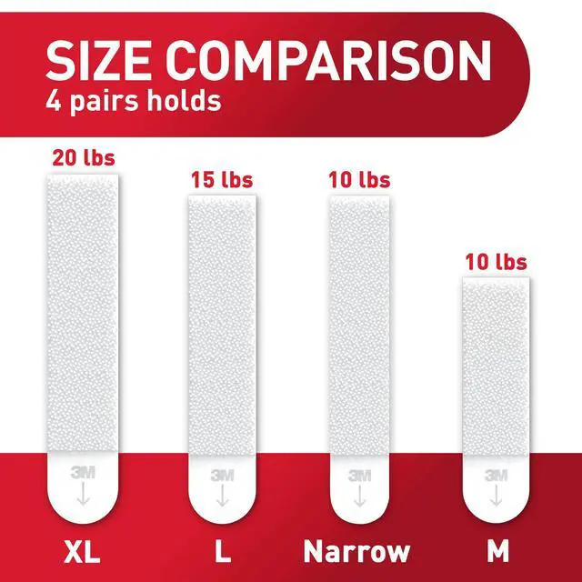 Alt view image 4 of 7 - Narrow (10 lb) Picture Hanging Strips, 12 Pairs (24 Strips) | White Picture Hanging Strips, Damage-Free Wall Hangers for Frames, No Tools Required, Ideal for Decorating Apartments, Dorms