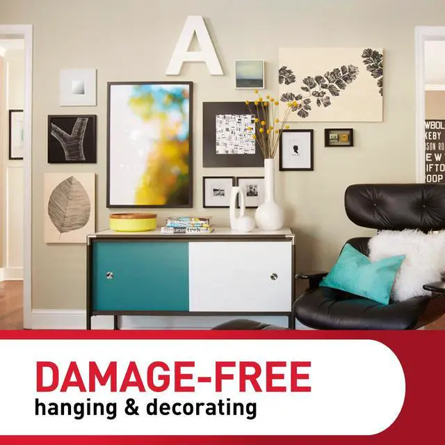 Alt view image 5 of 7 - Narrow (10 lb) Picture Hanging Strips, 12 Pairs (24 Strips) | White Picture Hanging Strips, Damage-Free Wall Hangers for Frames, No Tools Required, Ideal for Decorating Apartments, Dorms