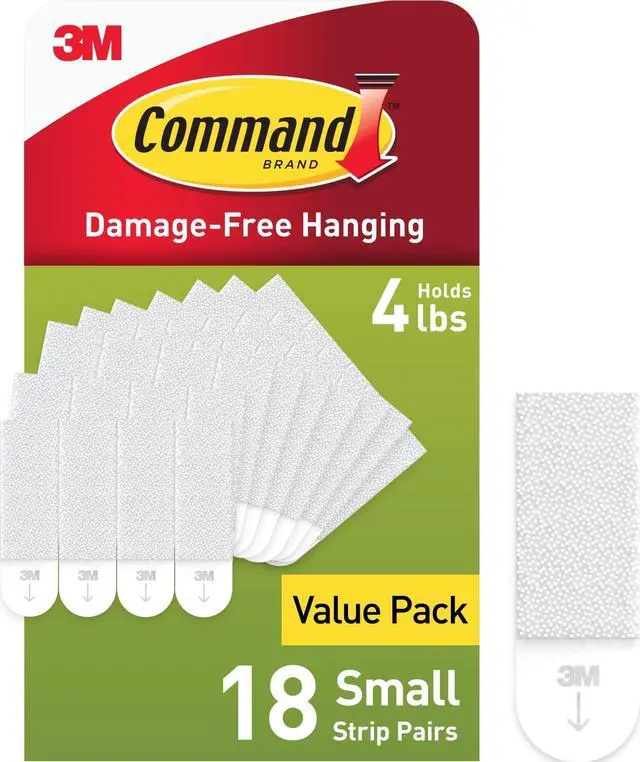 Main image of Small (5 lb) Picture Hanging Strips, 18 Pairs (36 Strips) | White Picture Hanging Strips, Damage-Free Wall Hangers for Frames, No Tools Required, Ideal for Decorating Apartments, Dorms