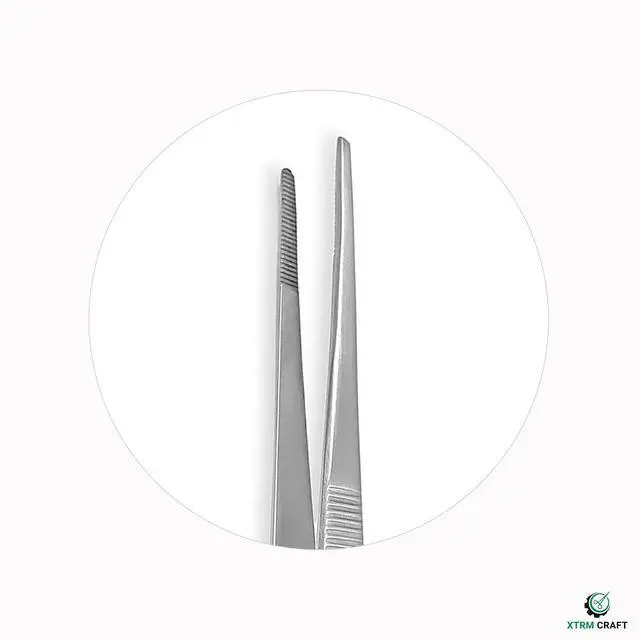 Alt view image 5 of 7 - Thumb Dressing Forceps, Mulipurpose Tweezer Stainless Steel, Serrated Tip Straight 5.5 Inch