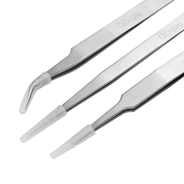 Alt view image 7 of 7 - Precision Tweezers Set,Upgraded Stainless Steel of Tweezers - Extra Fine,Angled,Blunt Tips for Electronics,Hobby, Industrial,Laboratory Work,Jewelry-Making,Model,Craft3Pcs
