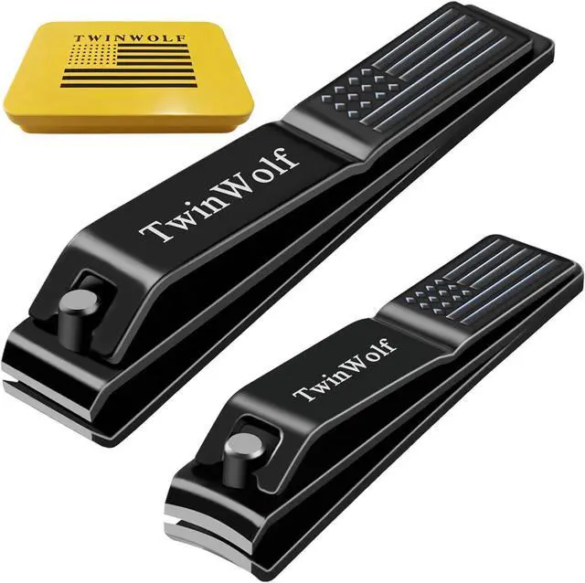 Main image of Nail Clippers Set, Ultra Sharp Sturdy Fingernail and Toenail Clipper by American Flag Pattern Handle,Built-in Nail File Stainless Steel Nail Clipper Cutter for Men and Women,Black,2-Pack