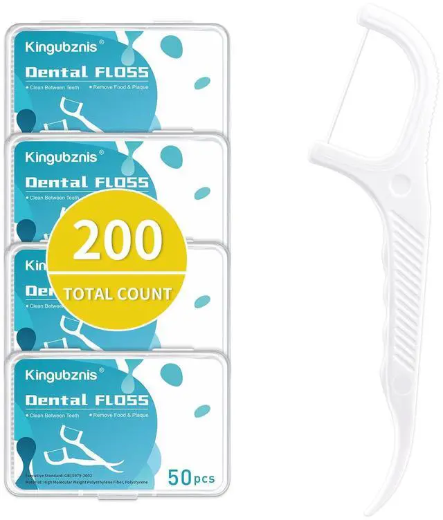Main image of 200 Count Dental Floss Picks Non-Slip Grip Handle,Non-Breakable Tooth Picks Flossers Includes 4 Portable Cases,Family Restaurant Bulk Pack